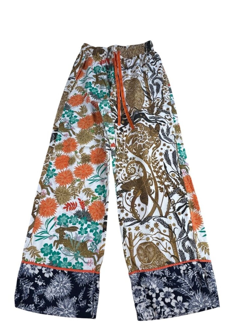 Cally Conway Anthropologie Woodland Print Wide-Leg Pants XS Cotton Modal Lounge
